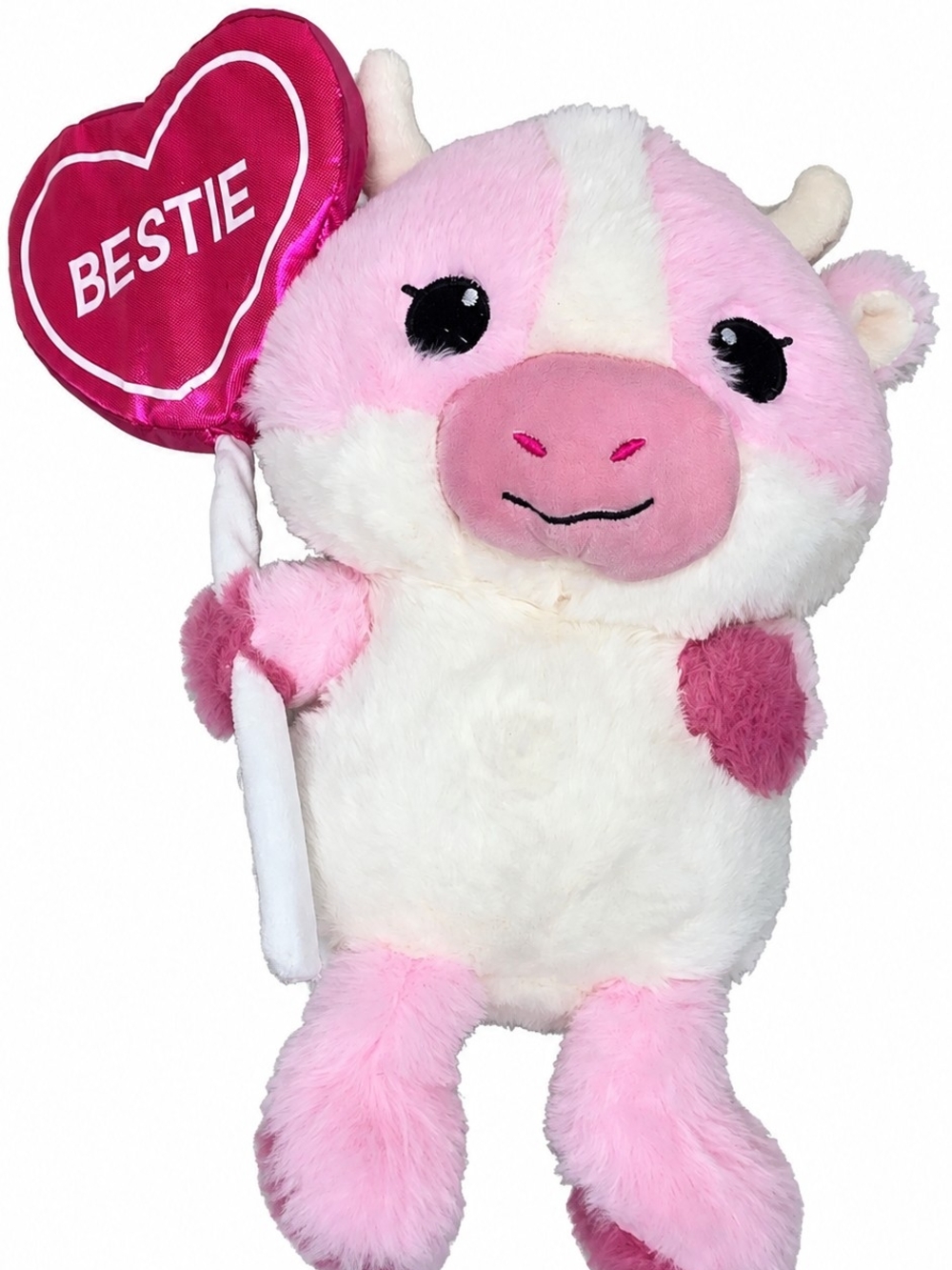 Pink Cow Plush Stuffed Animal Bestie Heart Valentine Cute Soft Toy 11"